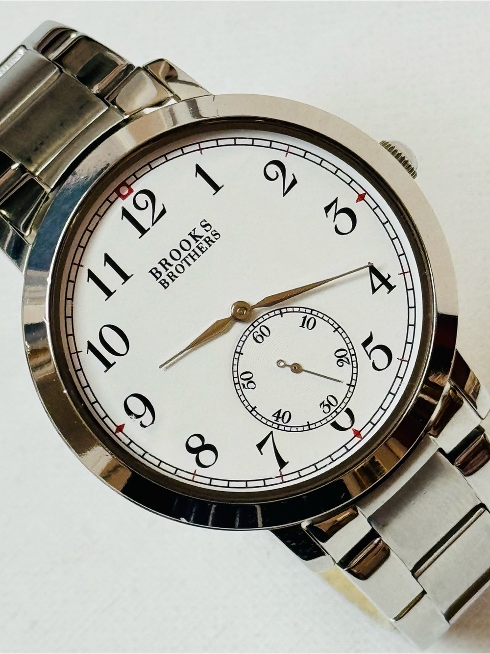 Brooks Brothers 346 42mm Men's Watch Silver Stainless White Dial Small Seconds